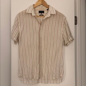 Vince Men's white and pink Striped Button Down